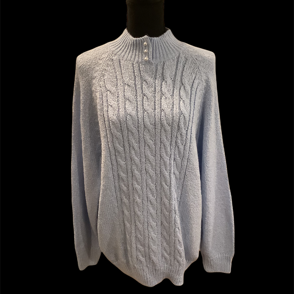 Long Sleeve Mock Neck Sweater by Karen Scott